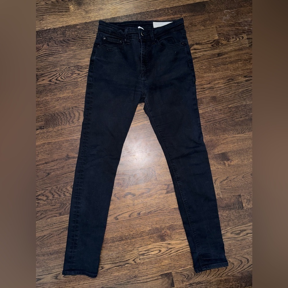 Rag & Bone High Rise Nina Skinny Jeans in No Fade Black - Picture 5 of 12